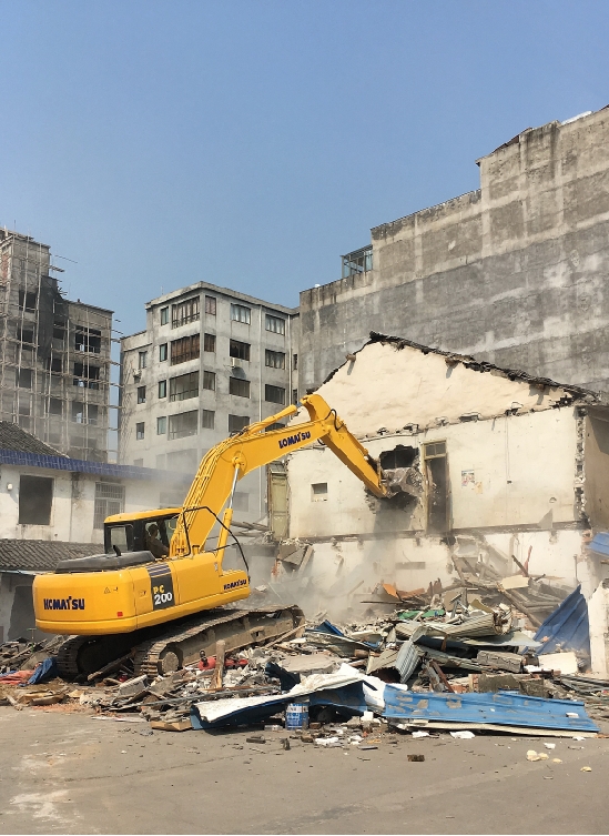 占道民房被拆,柳市环城东路,中心大道